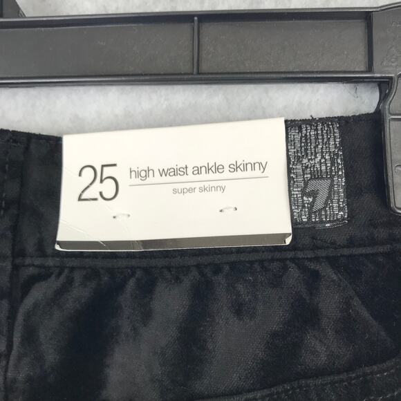 7 For All Mankind Velvet Pants Size 25 Black Victorian Academia Whimsigoth Dark - Picture 10 of 14